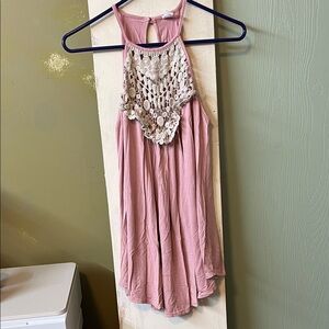Pink Lace Halter Blouse